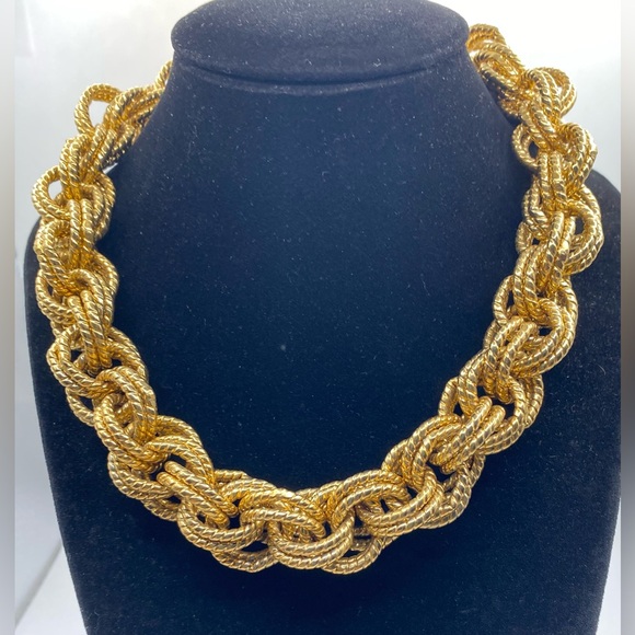 Erwin Pearl Signature Gold Tone Braided Necklace Vintage Elegance - Picture 5 of 9